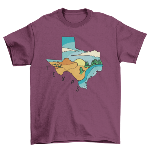 Texas State Landscape Map T-shirt | Binge T-shirt Shop