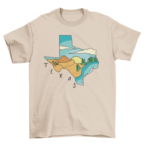 Texas State Landscape Map T-shirt | Binge T-shirt Shop