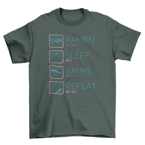 Ramen Anime Routine T-shirt | Binge T-shirt Shop