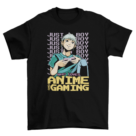 Anime Boy Playing Video Games T-shirt | Binge T-shirt Shop
