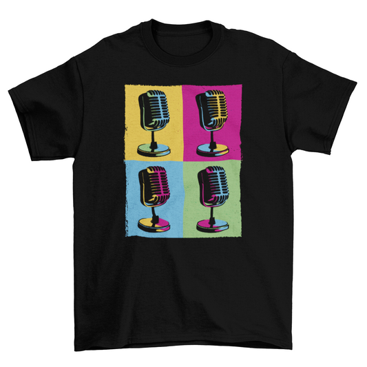 Pop Art Microphones Music T-shirt | Binge T-shirt Shop