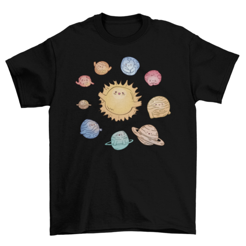 Cute Solar System with Planets T-shirt | Binge T-shirt Shop