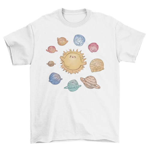 Cute Solar System with Planets T-shirt | Binge T-shirt Shop