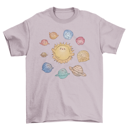 Cute Solar System with Planets T-shirt | Binge T-shirt Shop