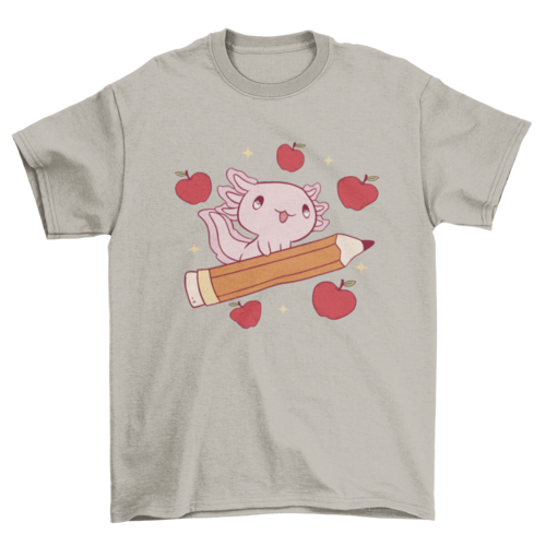 Baby axolotl on pencil t-shirt