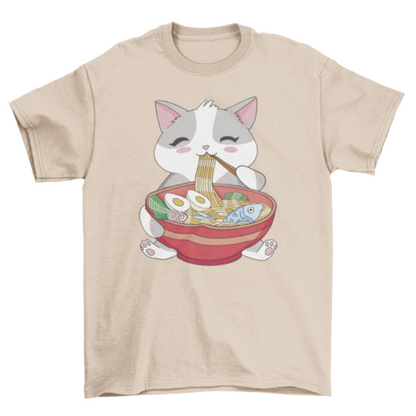 Cat Animal Eating Ramen T-shirt | Binge T-shirt Shop