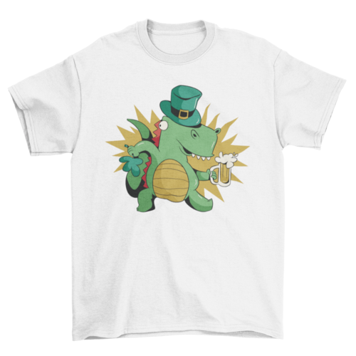 St. Patricks Dinosaur with Beer T-shirt | Binge T-shirt Shop
