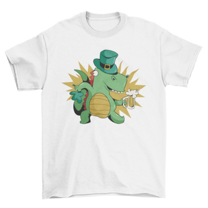 St. Patricks Dinosaur with Beer T-shirt | Binge T-shirt Shop