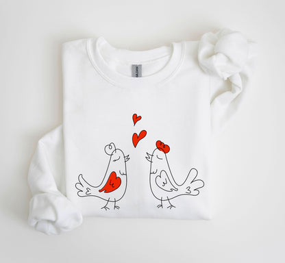 Retro Love Birds, Vintage, Sweatshirt, Valentine's Day