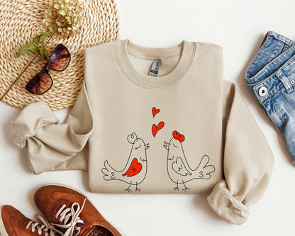Retro Love Birds, Vintage, Sweatshirt, Valentine's Day