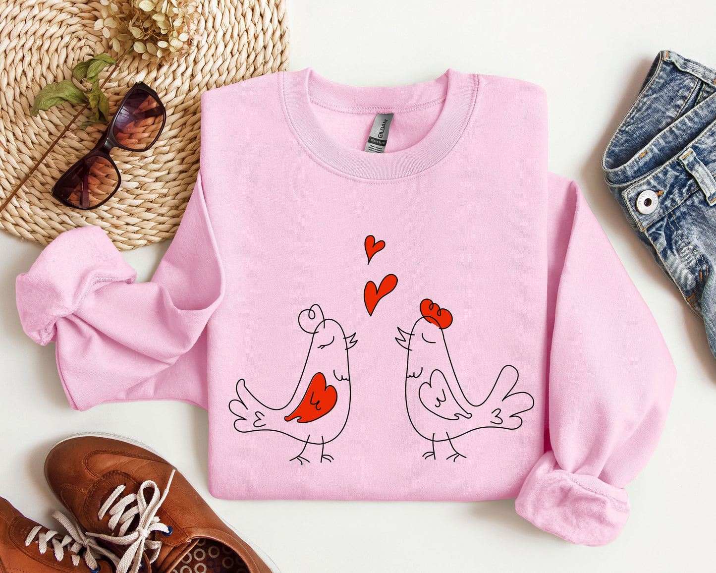 Retro Love Birds, Vintage, Sweatshirt, Valentine's Day