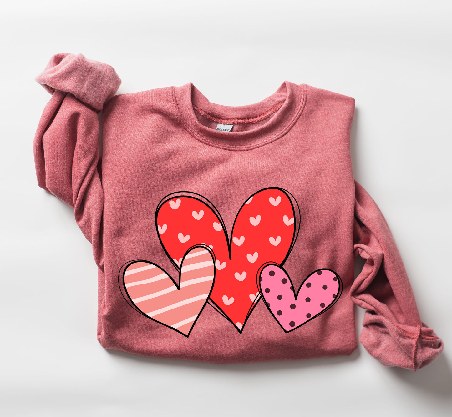 Retro Hearts Set Sweatshirt, Vintage Valentine's Day Sweatshirt