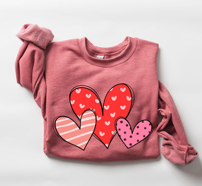 Retro Hearts Set Sweatshirt, Vintage Valentine's Day Sweatshirt
