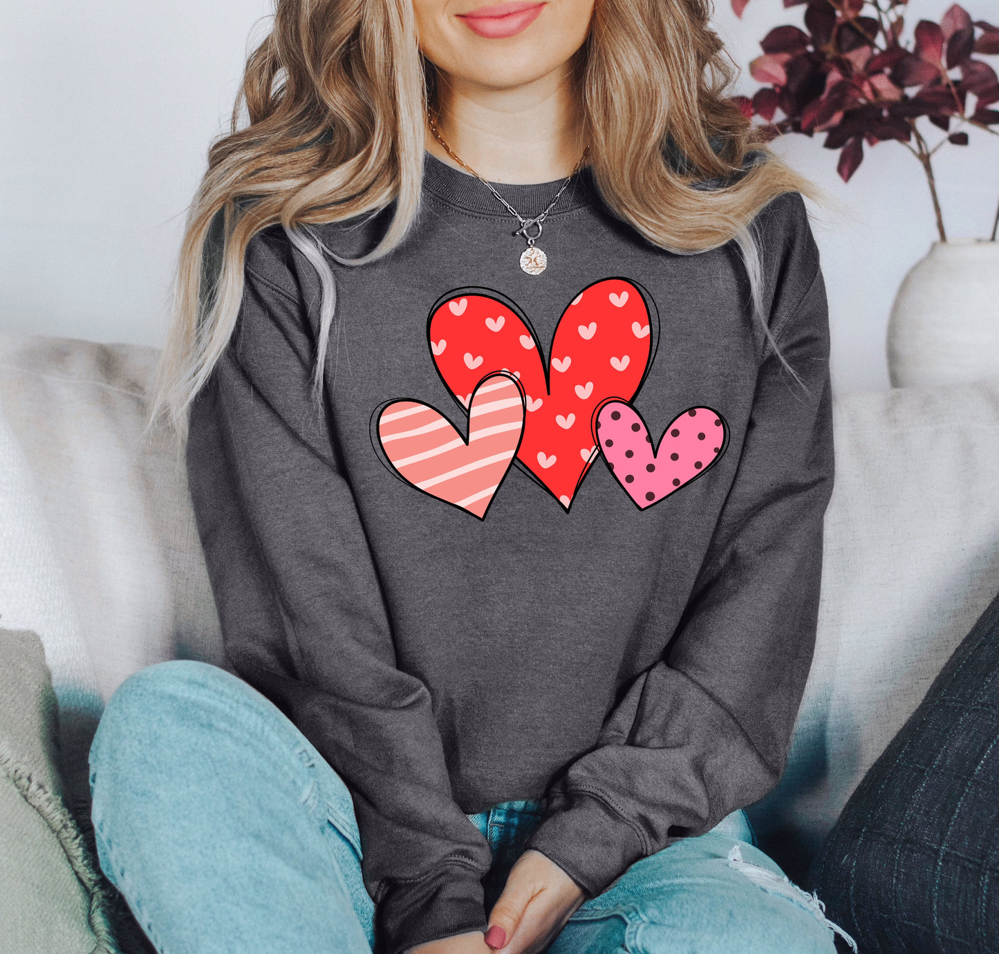Retro Hearts Set Sweatshirt, Vintage Valentine's Day Sweatshirt