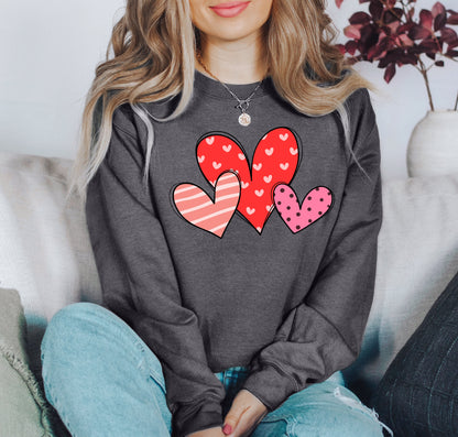 Retro Hearts Set Sweatshirt, Vintage Valentine's Day Sweatshirt