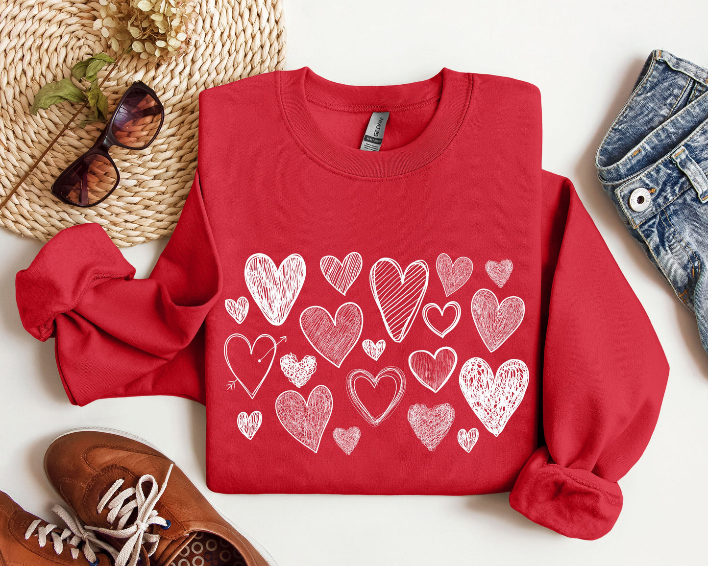 Mini Retro Hearts Sweatshirt, Vintage Valentine's Day Sweatshirt