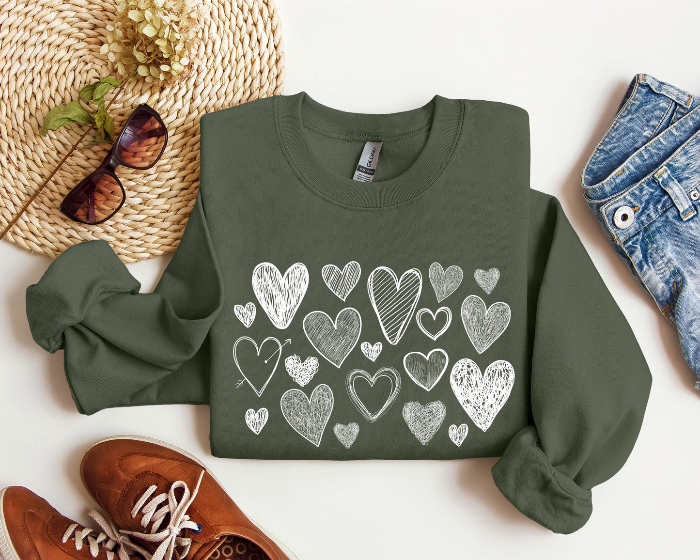 Mini Retro Hearts Sweatshirt, Vintage Valentine's Day Sweatshirt