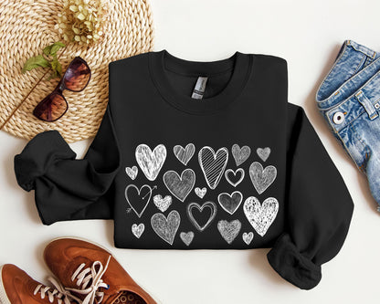 Mini Retro Hearts Sweatshirt, Vintage Valentine's Day Sweatshirt