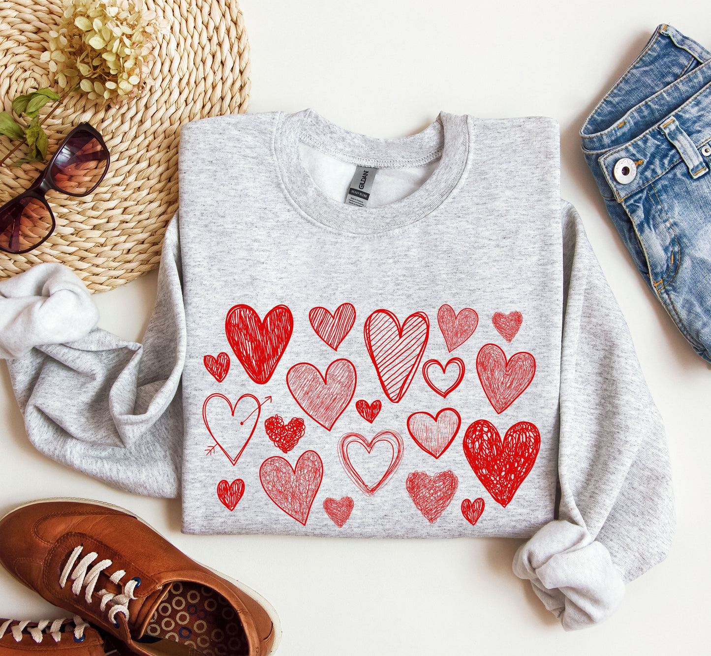 Mini Retro Hearts Sweatshirt, Vintage Valentine's Day Sweatshirt