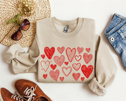 Mini Retro Hearts Sweatshirt, Vintage Valentine's Day Sweatshirt