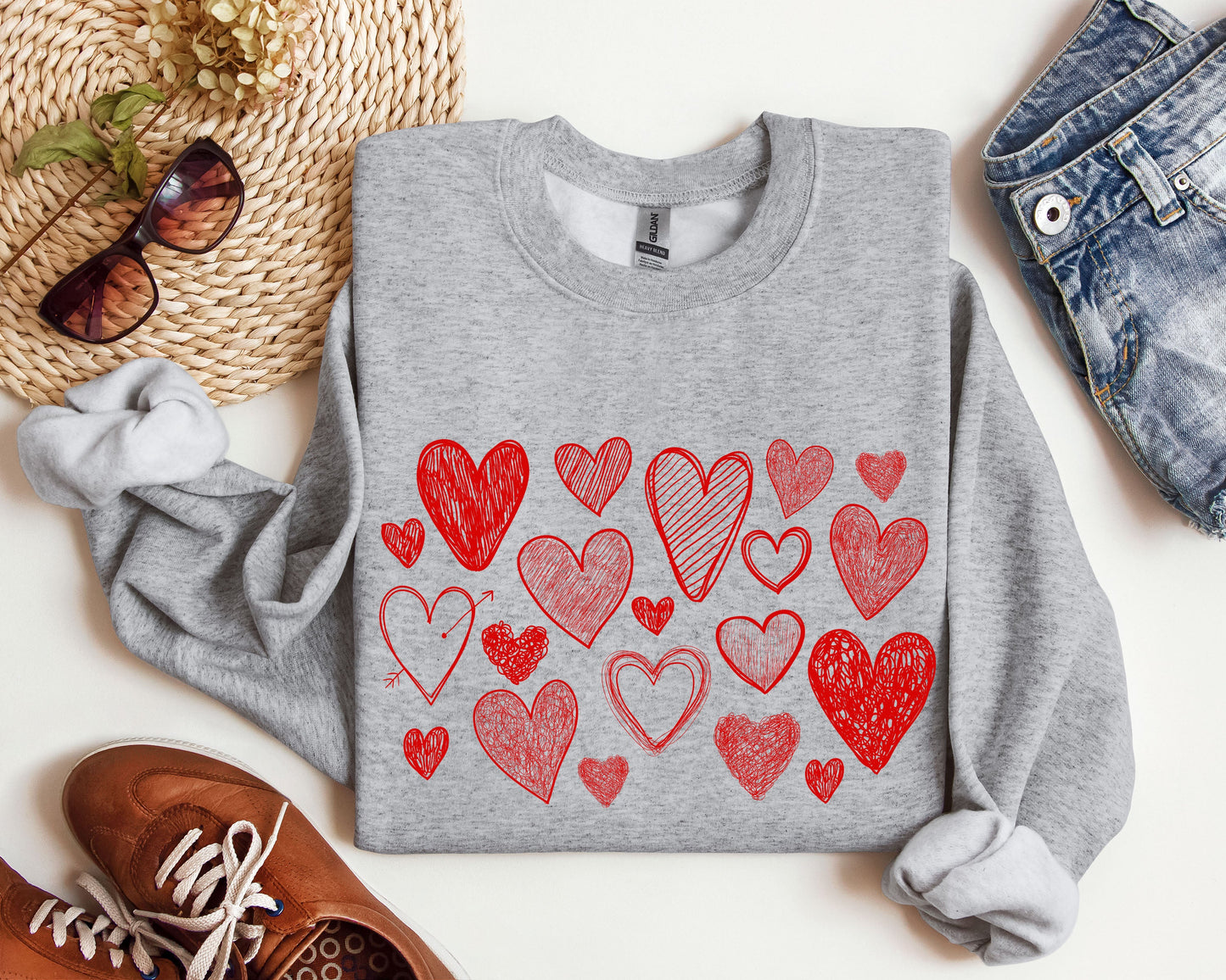 Mini Retro Hearts Sweatshirt, Vintage Valentine's Day Sweatshirt