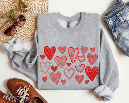 Mini Retro Hearts Sweatshirt, Vintage Valentine's Day Sweatshirt