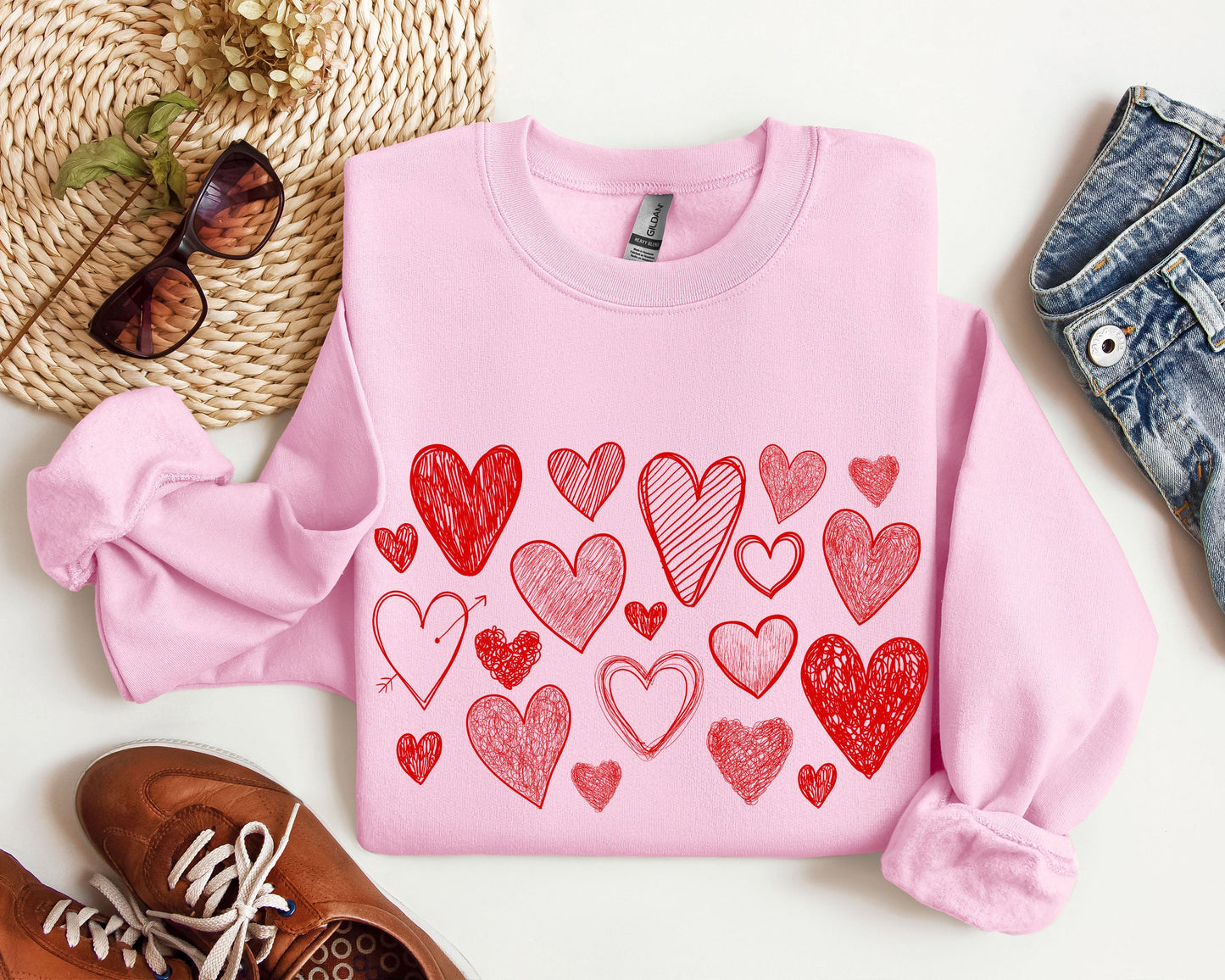 Mini Retro Hearts Sweatshirt, Vintage Valentine's Day Sweatshirt