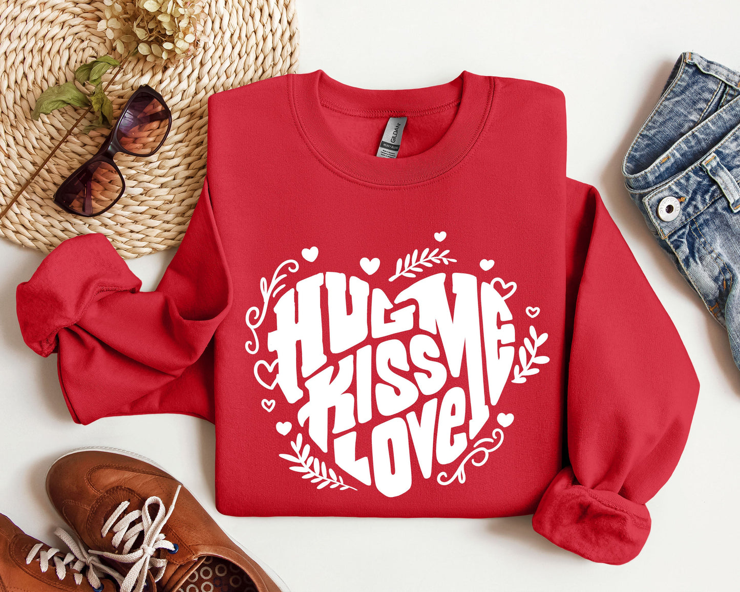 Hug Me Kiss Me Love Me Sweatshirt, Vintage Valentine's Day Sweatshirt