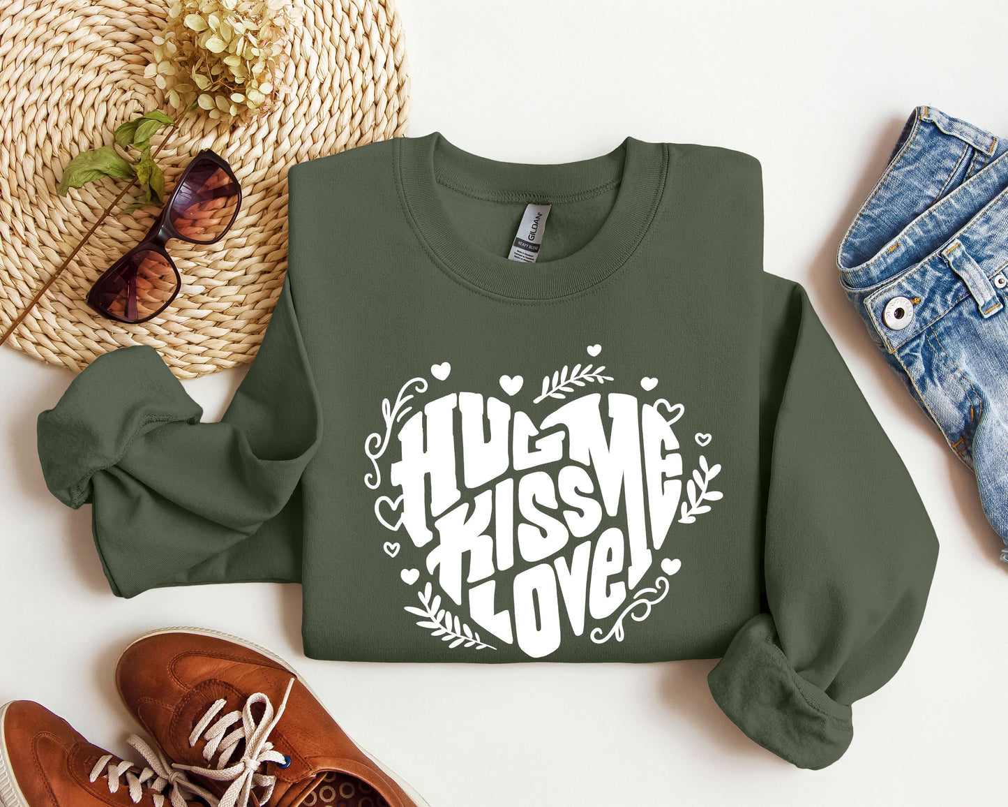 Hug Me Kiss Me Love Me Sweatshirt, Vintage Valentine's Day Sweatshirt