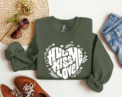 Hug Me Kiss Me Love Me Sweatshirt, Vintage Valentine's Day Sweatshirt