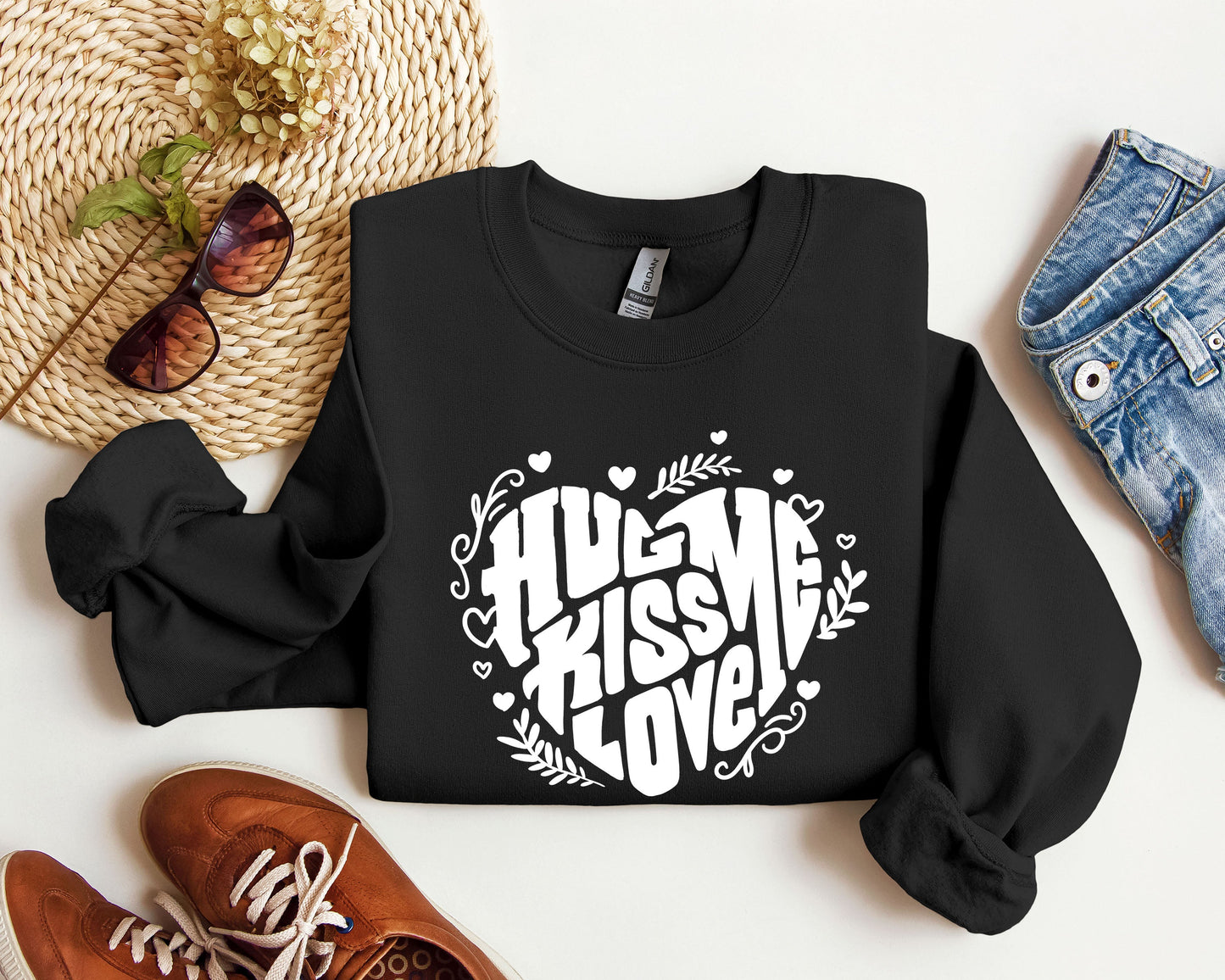 Hug Me Kiss Me Love Me Sweatshirt, Vintage Valentine's Day Sweatshirt