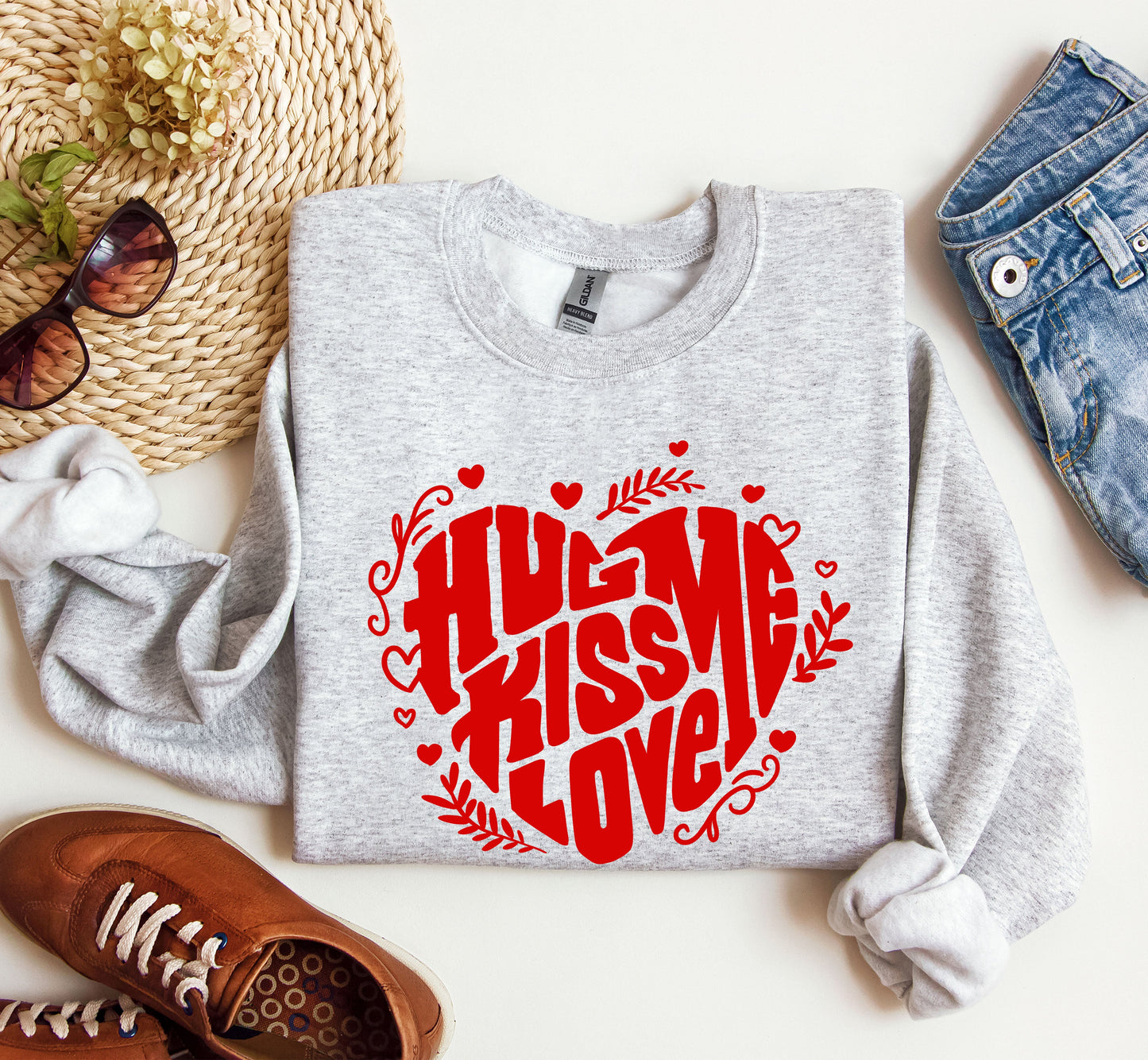Hug Me Kiss Me Love Me Sweatshirt, Vintage Valentine's Day Sweatshirt