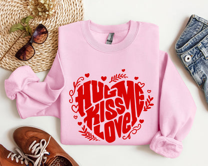 Hug Me Kiss Me Love Me Sweatshirt, Vintage Valentine's Day Sweatshirt