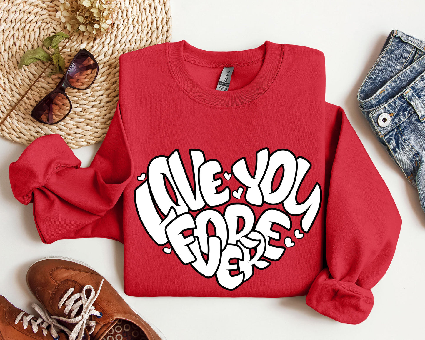 I Love You Forever Retro Sweatshirt, Vintage Valentine's Day Sweatshirt