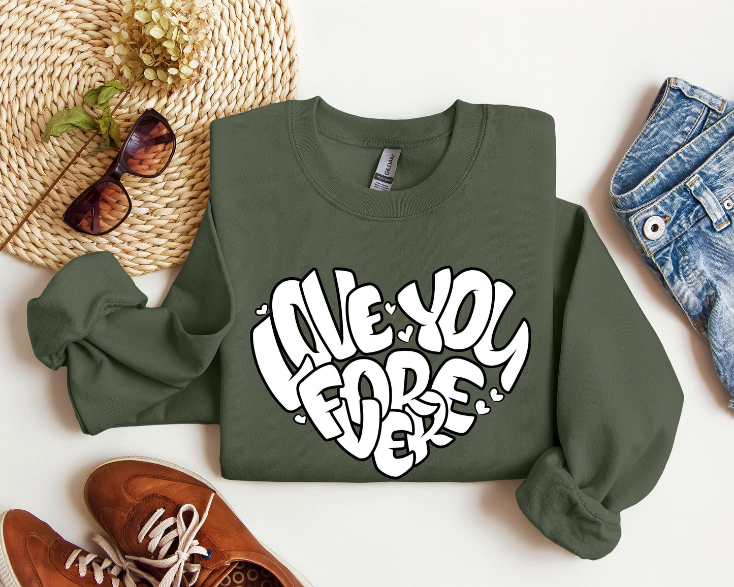 I Love You Forever Retro Sweatshirt, Vintage Valentine's Day Sweatshirt