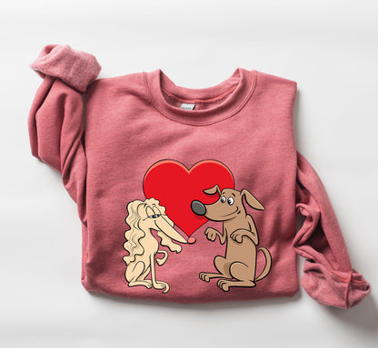 Retro Dog Lovers Sweatshirt, Vintage Valentine's Day Sweatshirt