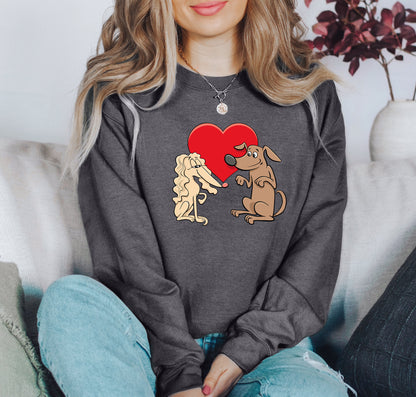 Retro Dog Lovers Sweatshirt, Vintage Valentine's Day Sweatshirt