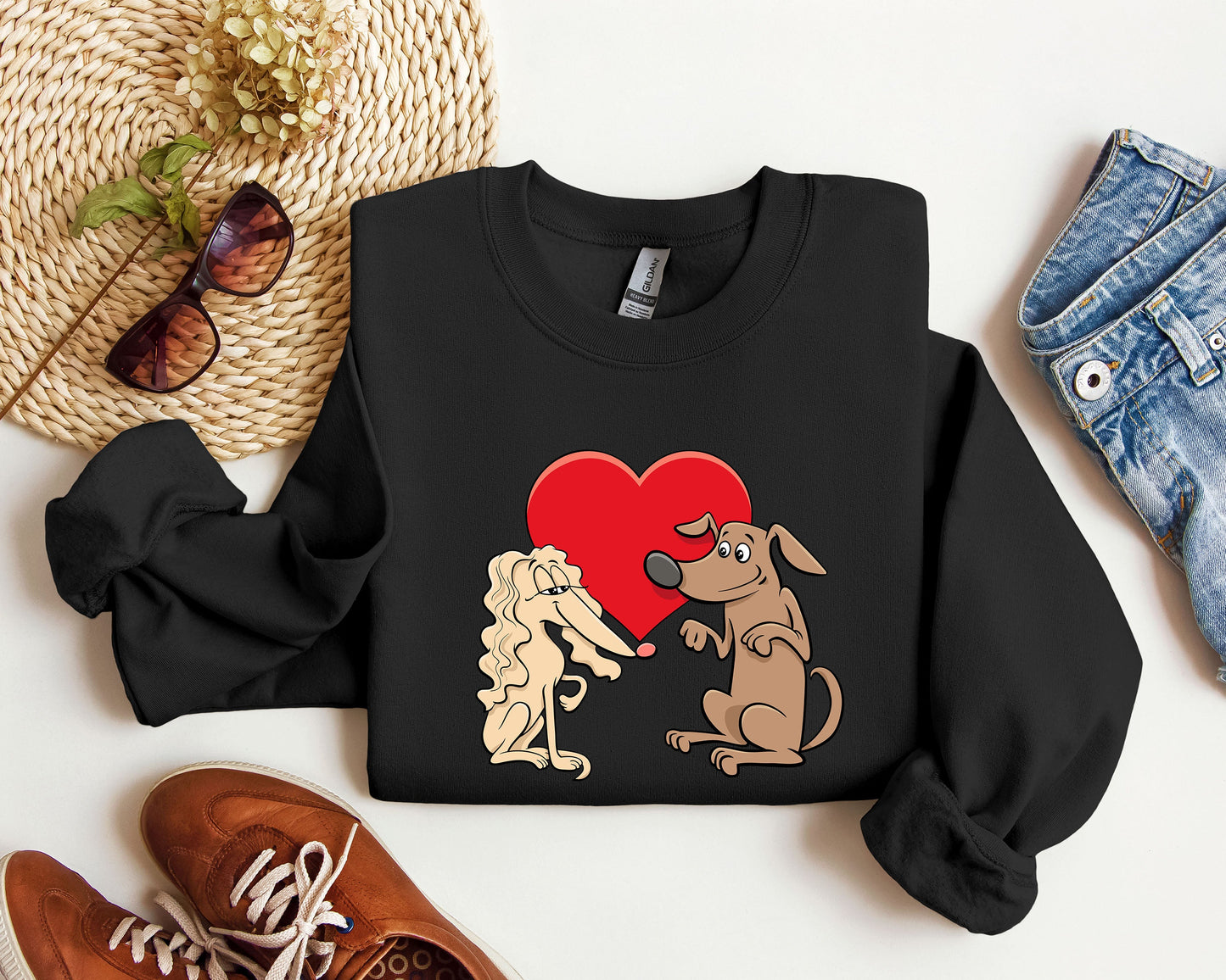 Retro Dog Lovers Sweatshirt, Vintage Valentine's Day Sweatshirt