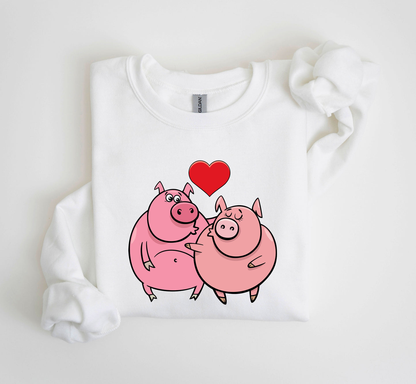 Retro Pig Lovers Funny Sweatshirt, Vintage Valentine's Day Sweatshirt
