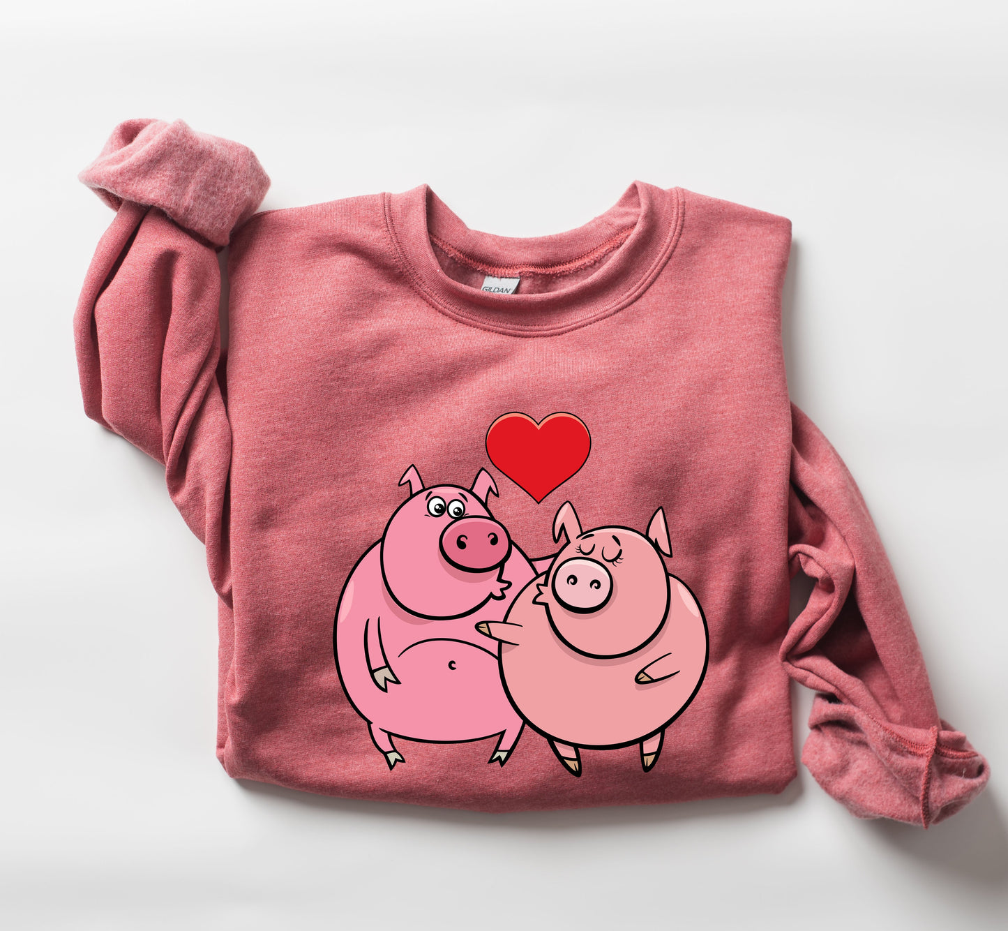Retro Pig Lovers Funny Sweatshirt, Vintage Valentine's Day Sweatshirt