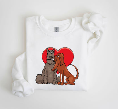 Dog Lovers Funny Retro Sweatshirt, Vintage Valentine's Day Sweatshirt