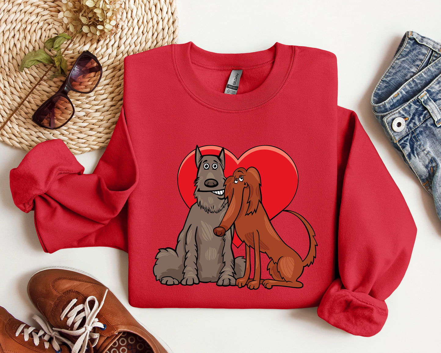 Dog Lovers Funny Retro Sweatshirt, Vintage Valentine's Day Sweatshirt