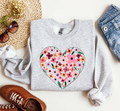 Wildflowers Heart Sweatshirt, Vintage Valentine's Day Sweatshirt