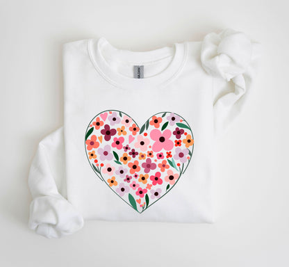 Wildflowers Heart Sweatshirt, Vintage Valentine's Day Sweatshirt