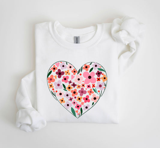 Wildflowers Heart Sweatshirt, Vintage Valentine's Day Sweatshirt