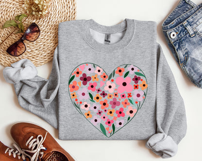 Wildflowers Heart Sweatshirt, Vintage Valentine's Day Sweatshirt