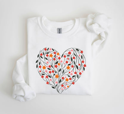 Vintage Wildflowers Heart Sweatshirt, Vintage Valentine's Day Sweatshirt