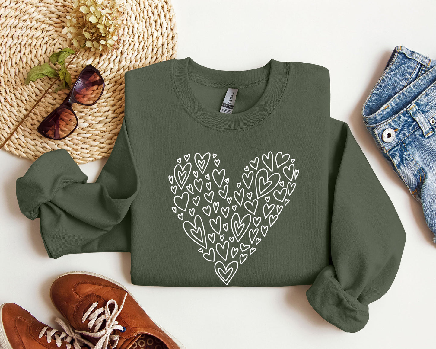 Valentine's Heart Sweatshirt, Vintage Valentine's Day Sweatshirt