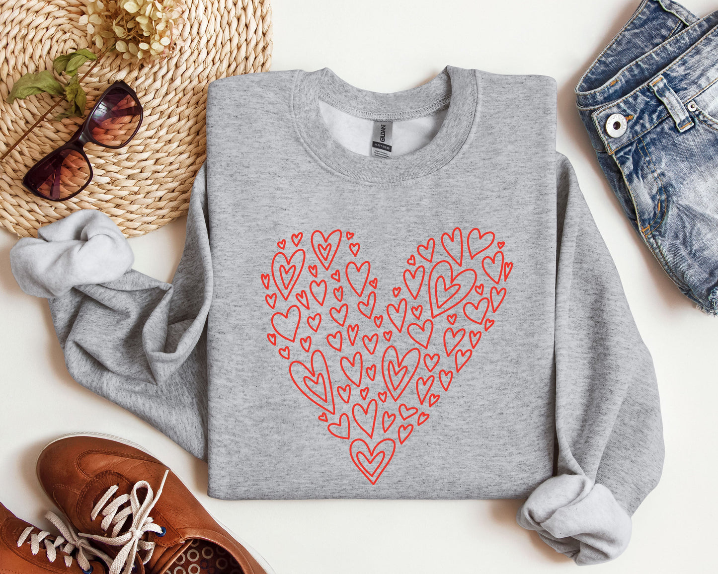Valentine's Heart Sweatshirt, Vintage Valentine's Day Sweatshirt