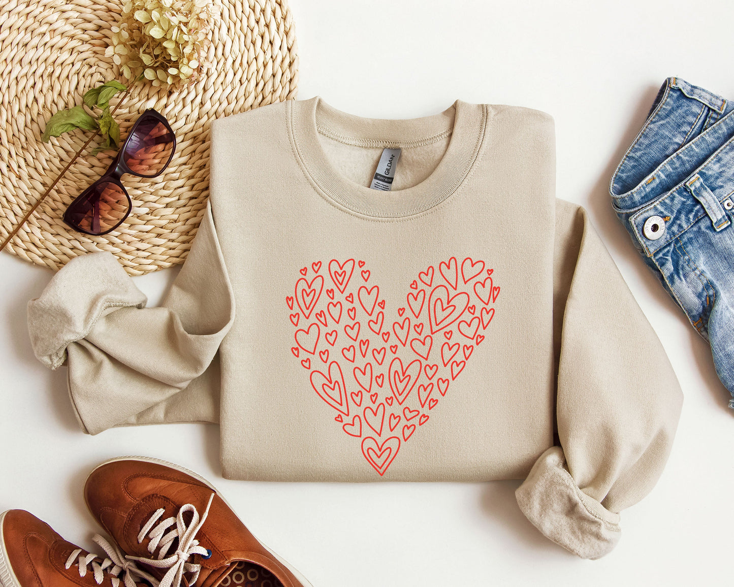 Valentine's Heart Sweatshirt, Vintage Valentine's Day Sweatshirt